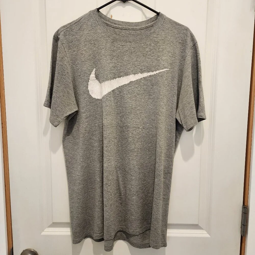 Men's Nike Gray Logo T-Shirt, Size Large